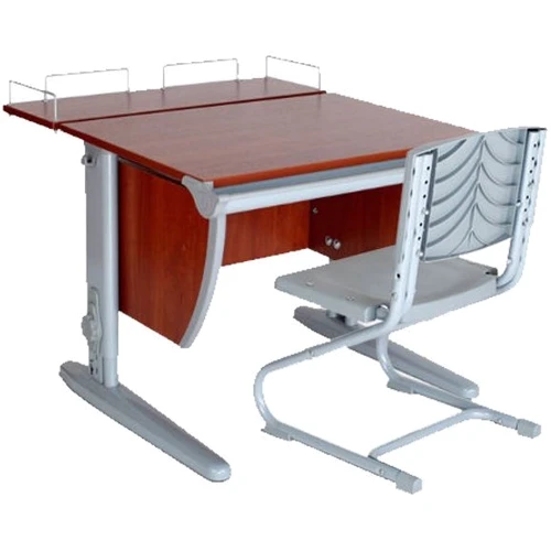 Стол универсальный трансформируемый СУТ.14-01 (75 см*88 см) + Полка задняя СУТ.14.210 + Стул СУТ.01-01 яблоня/серый: Возраст ребенка от 6-ти лет