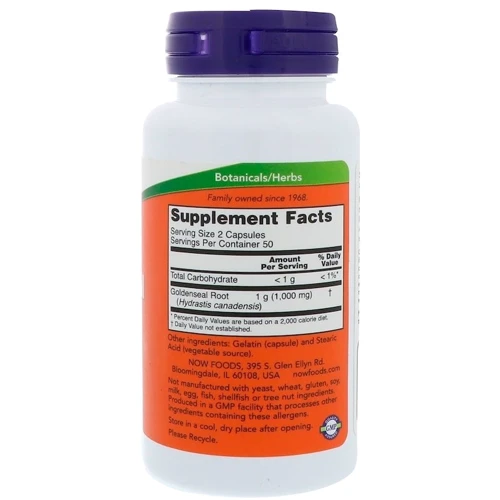 Now Foods Goldenseal Root, 500 mg, 100 Capsules (NF4692): Форма выпуска Капсулы