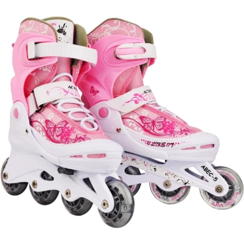 Роликовые коньки Комплект роликовые коньки Action Pink/30-33 (PW117C6PW30905/30-33): Расположение колес in-line