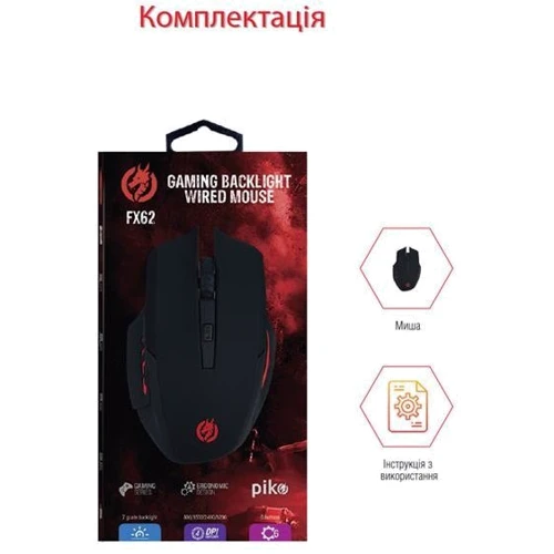 Мышь Piko FX62 Black (1283126489532): Тип сенсора оптический