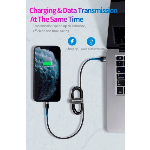 Кабель Romoss USB Cable to Lightning CB12B 2.4A 1m Black (CB12B-621-234H) фото 7