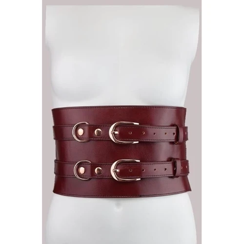 Кожаный пояс для бондажа Liebe Seele Wine Red Waist Cuff L Size