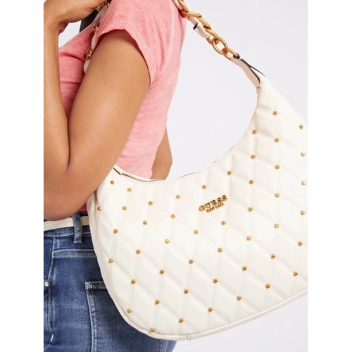 Женская сумка хобо GUESS TRIANA HOBO молочная (HWQS8553020-IVO): Фактура Стеганая, Матовая