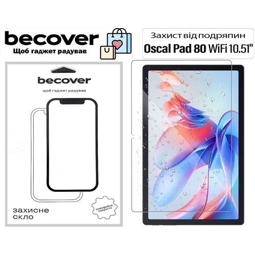 Аксессуар для планшетных ПК BeCover Tempered Glass Clear for Oscal Pad 80 WiFi 10.51 (713694): Цвет прозрачный