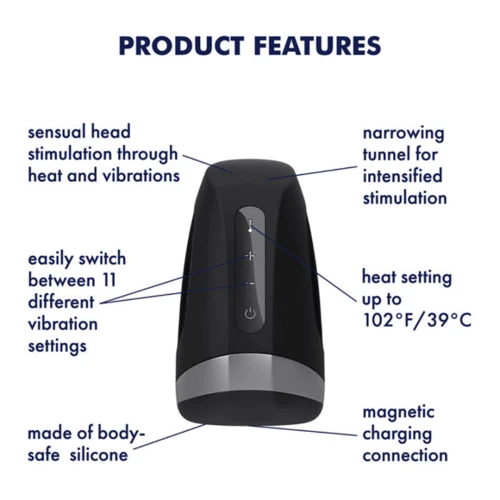 Мастурбатор Satisfyer Men Heat Vibration имитатор минета, подогрев и вибрация, стимуляция головки