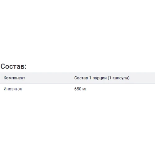 Swanson Inositol 650 mg Инозитол 100 капсул: Тип Витамин B