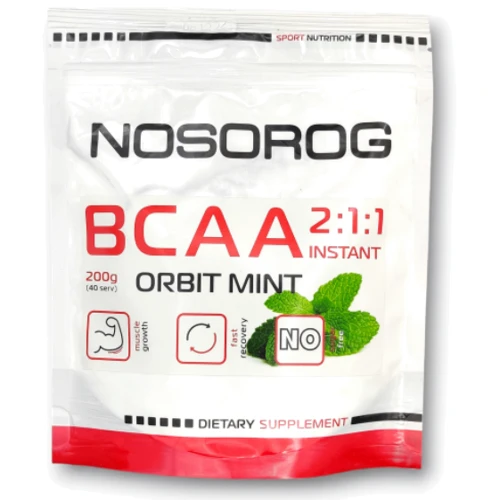 Аминокислота для спорта Nosorog Nutrition BCAA 2:1:1 200 g / 36 servings / Orbit Mint