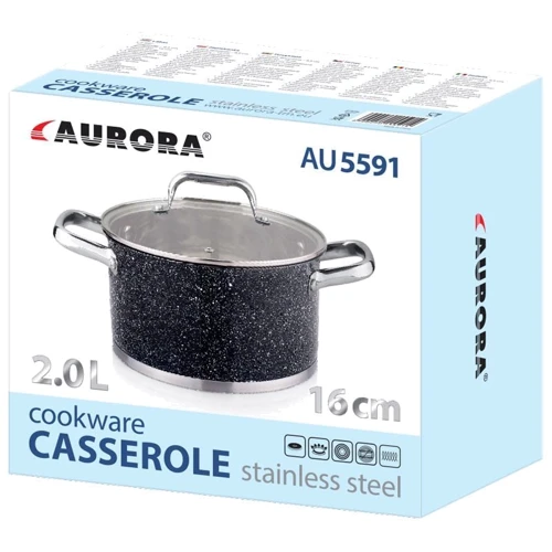 Каструля Aurora 16 см 2 л (AU 5591): Матеріал корпусу сталь