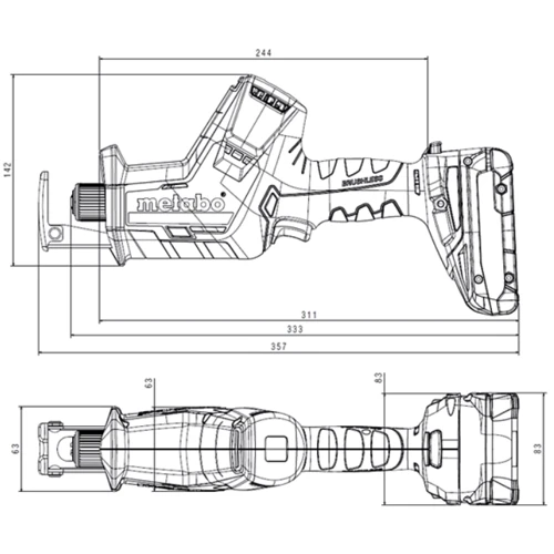 Сабельная пила Metabo SSE 18 LTX BL Compact (602366850): Конструкция Ручная