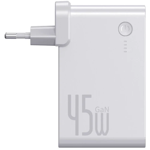 Зарядное устройство Baseus Wall Charger Power Station GaN 2xUSB-C 45W + Power Bank 1000mAh White (PPNLD-F02): Количество USB-портов 2
