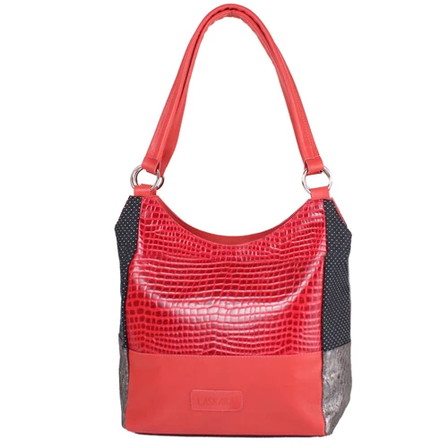 Женская сумка-мешок Laskara красная (LK-DD212-red-black-silver)