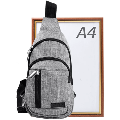 Мужская сумка-слинг DNK Leather серая (DNK-JOKER№4-BAG-7) фото 12