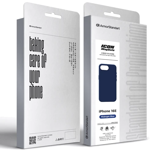 Чехол для iPhone ArmorStandart ICON2 MagSafe Midnight Blue for iPhone 16e (ARM83968): Материалы Силикон