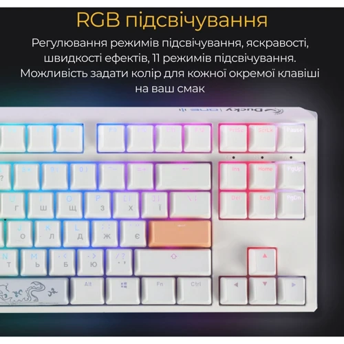 Клавиатура Ducky One 3 TKL Cherry MX Speed Silver RGB White UA (DKON2187ST-PUAPXPWWWSC1) фото 8