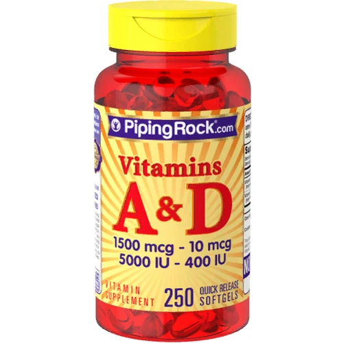 Piping Rock Vitamin A And D3 5000 IU - 400 IU, 250 Softgels