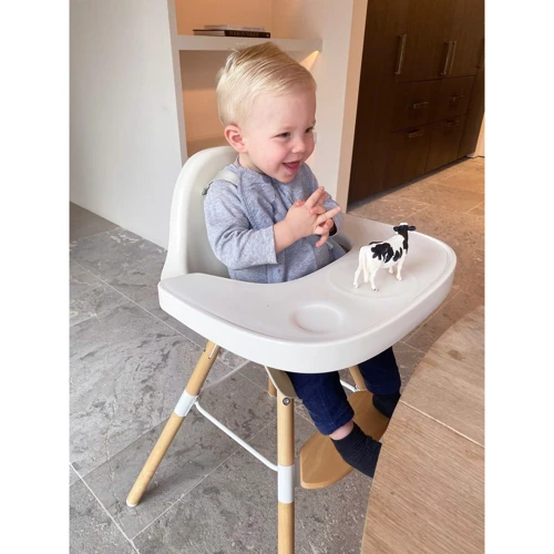 Стульчик для кормления Childhome Evolu 2 с бампером natural/white (CHEVOCHNW): Регулировка высоты стула есть
