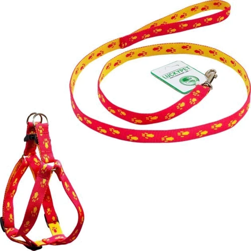 Шлея и поводок Lucky Pet Лапки красная (4820224219493)