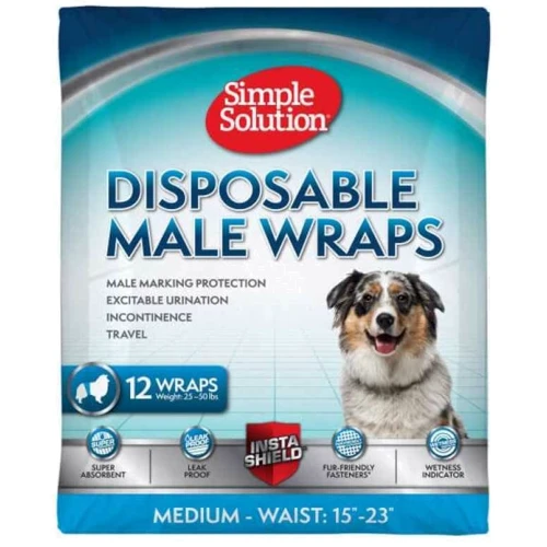 Влаговпитывающий поясок Simple Solution Disposable Male Wrap Medium для собак средних пород 12 шт. (ss11538)