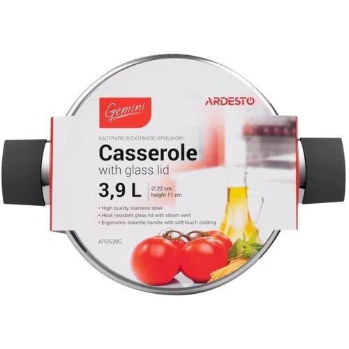 Кастрюля Ardesto Gemini 3.9 л (AR3639G): Объем, л 3.9