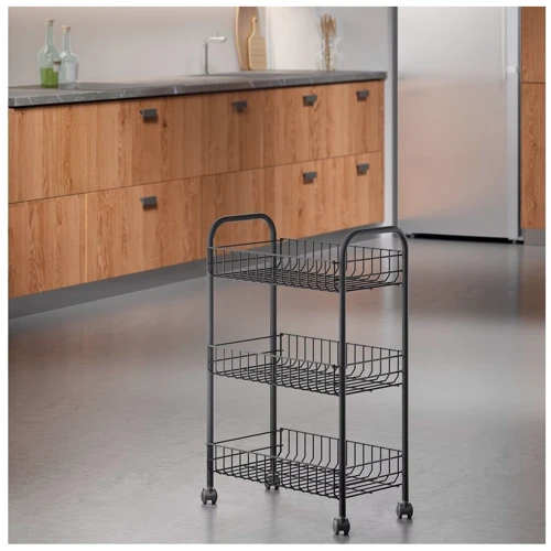 Этажерка Metaltex LUGANO LAVA 3 уровня 41x23x63 см черная (344503): Материал Металл