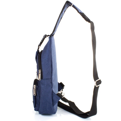 Мужская сумка-слинг DNK Leather синяя (DNK-JOKER-2-BAG-2): Фактура Тканая, Матовая
