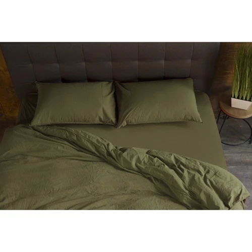Комплект постільної білизни SoundSleep Stonewash Adriatic ранфорс євро оливковий (93419116): Матеріал ранфорс