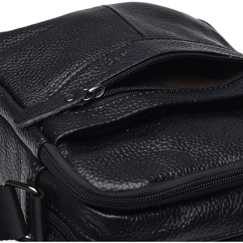 Мужская сумка планшет Borsa Leather черная (K11029-black): Фактура Матовая, Зернистая