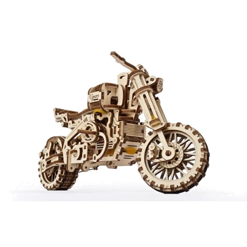 Механічний 3D пазл Ugears Мотоцикл Scramber з коляскою (6336921) фото 13