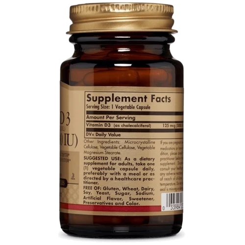 Solgar Vitamin D3 (Cholecalciferol) 5000 IU 240 Vegetable Capsules: Тип Витамин D