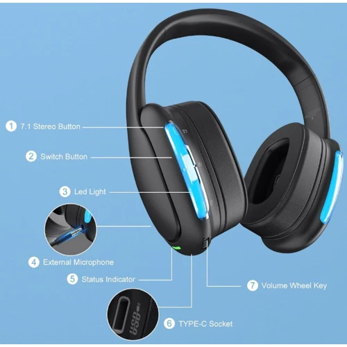 Наушники Kotion Each Q3 Black: Тип крепления оголовные