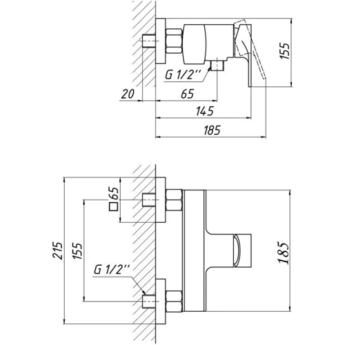 Смеситель для душа Qtap Vlasta 4028102C: Вид смесителя Однорычажный