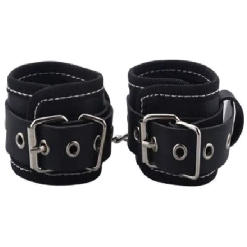 Наручники BDSM-NEW PVC Handcuffs Woven Belt Edge Sealing With Chain, black