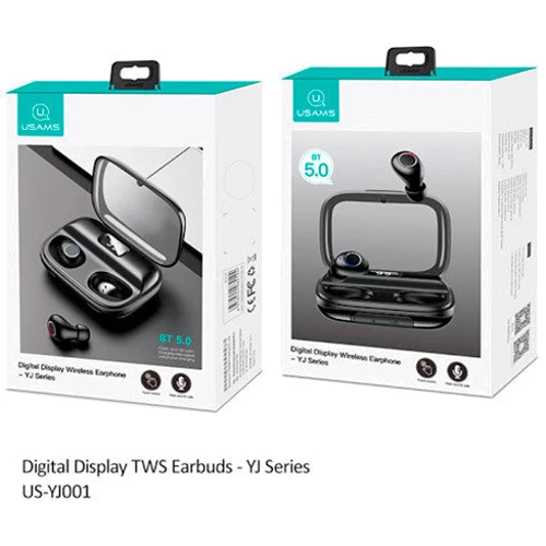Наушники Usams YJ001 AirBuds with PowerBank 2000 mAh Black: Тип конструкции вакуумные