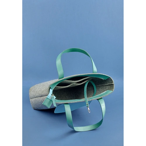 Женская сумка шоппер BlankNote бирюзовая (BN-BAG-17-felt-tiffany): Застежка Молния