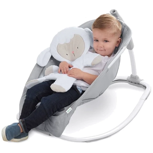 Крісло-шезлонг 2 в 1 Ingenuity Cuddle Lamb (12118): Додаткові зручності Звуковое сопровождение, регулируемая спинка, Ремни безопасности, Съемный чехол, дуга с игрушками, Ви