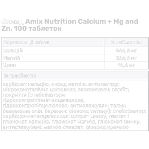 Amix Ca+Mg+Zn 100 tab / 50 послуг