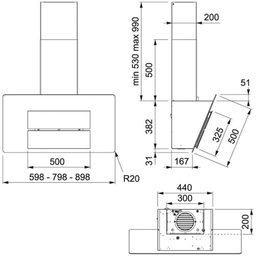 Витяжка Franke Maris FMA 905 BK LED (110.0437.391): Тип фільтра повітря Рециркуляція, Відведення