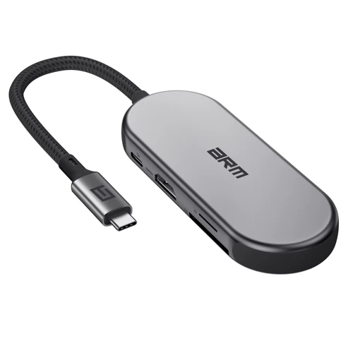 Адаптер ArmorStandart Adapter USB-C to HDMI+RJ45+USB-C+2xUSB+TF/SD Grey (ARM69365): Колір серый