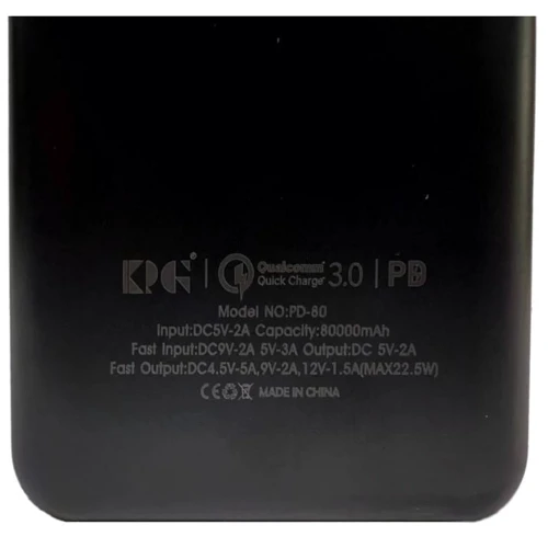Внешний аккумулятор King Power Bank 80000mAh QC3.0 22.5W Black (PD-80)