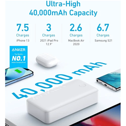 Внешний аккумулятор Anker Power Bank 40000mAh 347 30W White (A1377): Количество USB 3