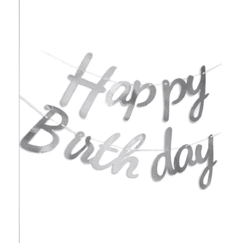 Украшение помещений Гирлянда 871072 Happy Birthday, серебро
