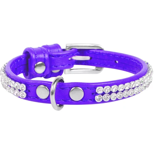 Ошейник WAUDOG Glamour "Полотно стразы" 9 мм 19-25 см фиолетовый (33079): Цвет фиолетовый
