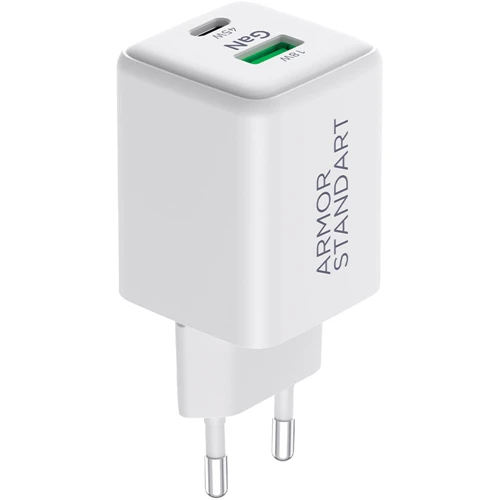 Зарядное устройство ArmorStandart Wall Charger USB+USB-C GaN 45W White (ARM77550)