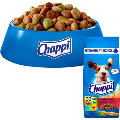 Сухой корм Chappi для взрослых собак С говядиной, птицей и овощами 13.5кг (5998749128350): Тип Сухой корм
