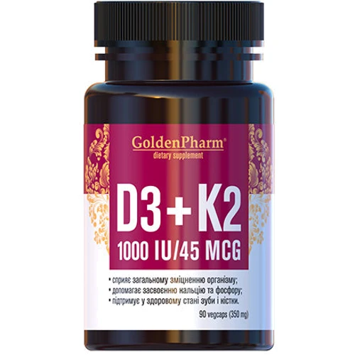 Голден-фарм Vitamin D3+K2 Вітамін Д3+K2 350 мг 90 капсул