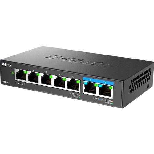 Мережевий комутатор D-Link DMS-107/E: Порти только Gigabit Ethernet (10/100/1000)