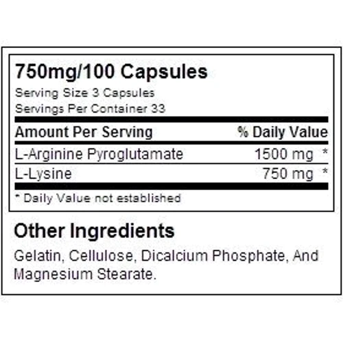 Аминокислота для спорта Ultimate Nutrition Arginine Pyroglutamate Lysine 100 caps: Вкус Без вкуса