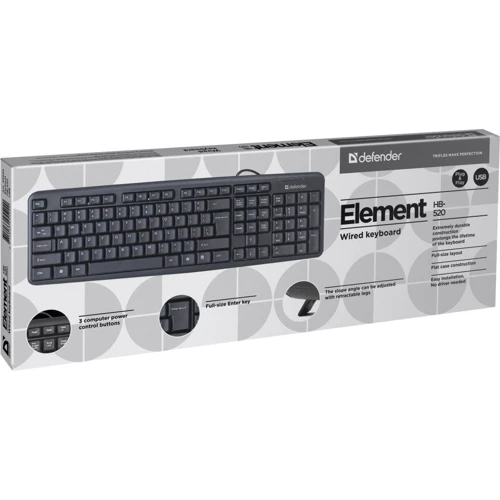 Клавиатура Defender Element HB-520 USB UKR Black (45529): Подключение проводное