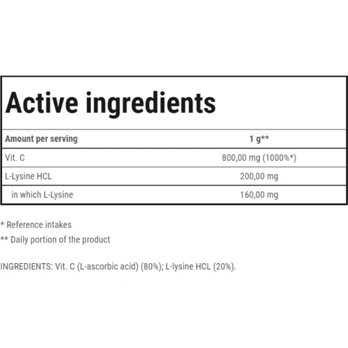 Trec Nutrition Vitamin C + L- Lysine Powder 300 g / 300 servings: Пол Унисекс