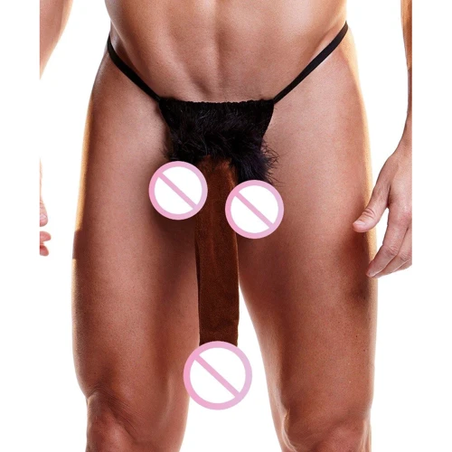 Веселые мужские стринги с меховым чехлом для пениса Hustler Fundies Foot Long Thong
